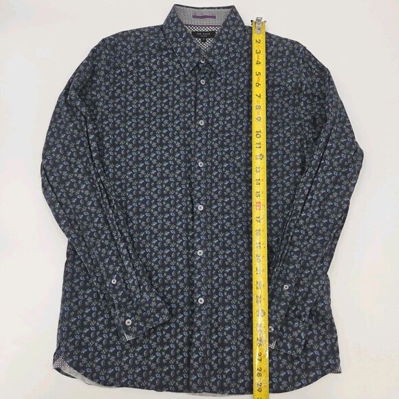Ted Baker Button Up Down Dress Shirt Mens Size 5 Blue Floral Print Work Office - Picture 5 of 9